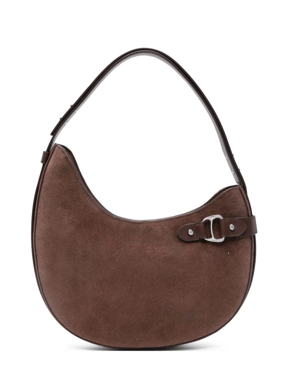 Polo by Ralph Lauren Brown Suede Hobo Bag with Buckle Detail